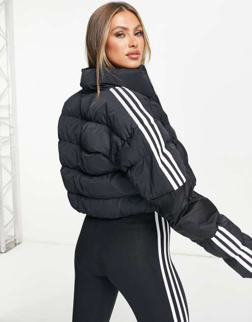 Chaqueta corta negra con tres rayas de adidas Originals |