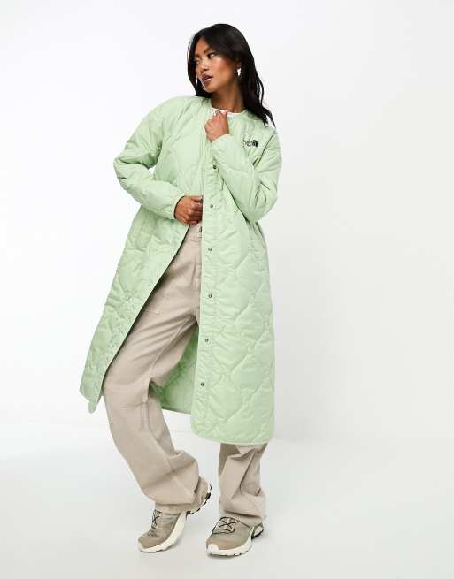 Chaqueta acolchada larga verde salvia con relleno Ampato exclusiva en ASOS de The North Face