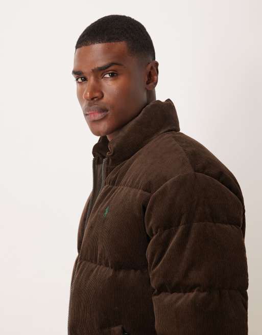 Chaqueta acolchada marrón con logo de icono de Polo Ralph Lauren, 5 de 5