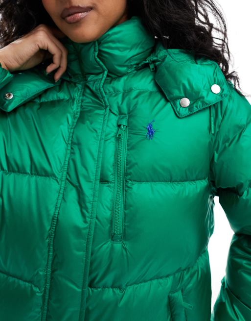 Chaqueta acolchada verde con logo de plumón de Polo Ralph Lauren, 3 de 4