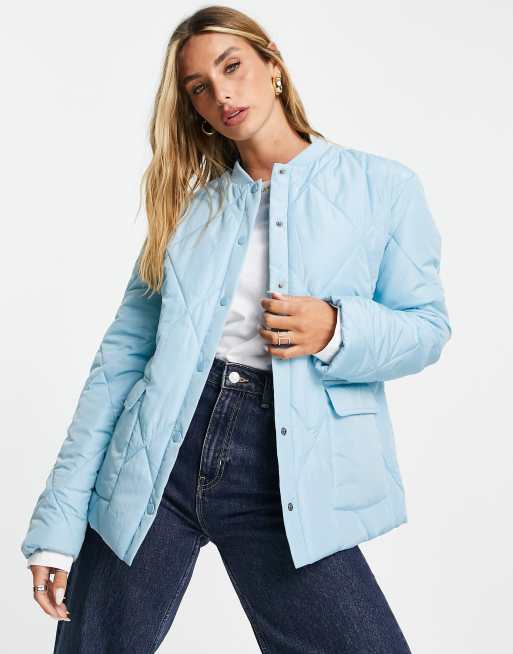 Chaqueta azul aciano acolchada con patrón de rombos de Aligne
