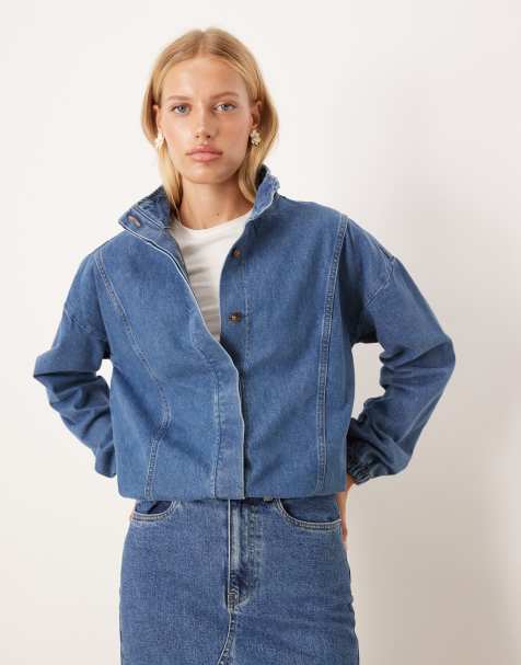 Chaqueta azul añil extragrande con cuello alzado de ASOS DESIGN - view 1