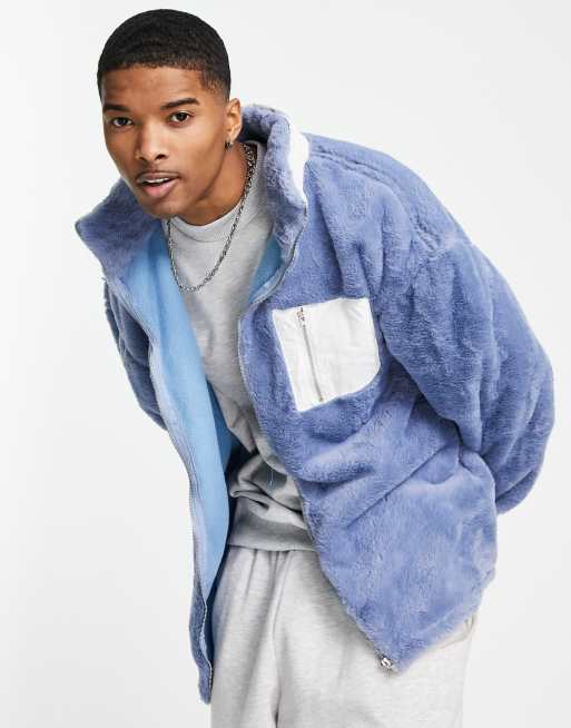 Chaqueta azul claro con paneles blancos de micropiel de Liquor N Poker