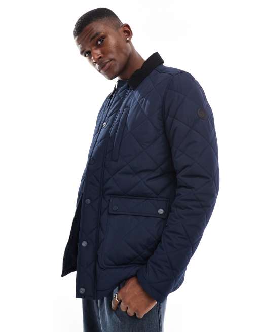 Chaqueta azul marino acolchada y guateada de Threadbare