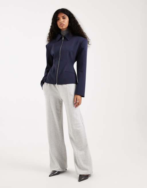 Chaqueta azul marino con cintura entallada y cremallera de ASOS DESIGN, 3 de 4
