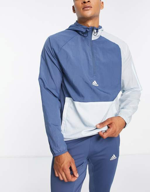 Chaqueta azul marino con media cremallera y diseño paneles Vintage Sports de adidas Training | ASOS