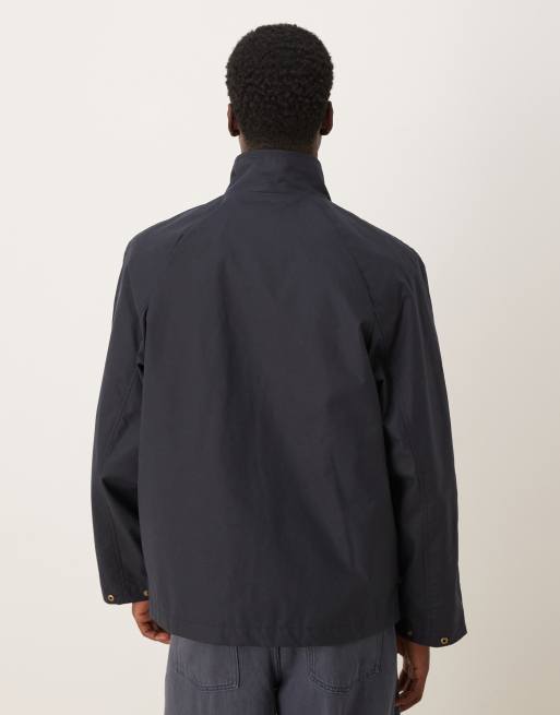 Chaqueta azul marino de corte cuadrado con acabado encerado de 100% algodón de Selected, 3 de 5
