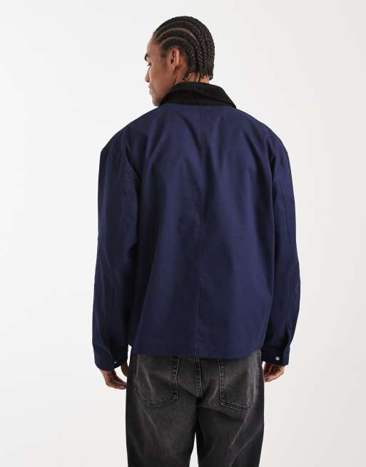 Chaqueta azul marino de estilo campestre con solapas en contraste de ASOS DESIGN, 3 de 5