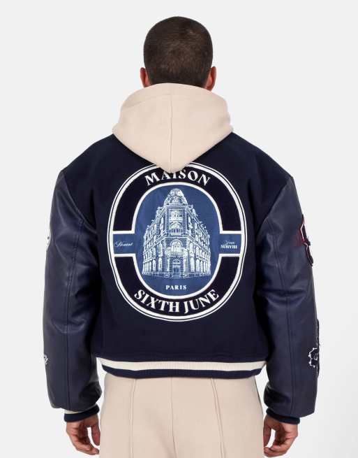 Chaqueta azul marino de estilo universitario Maison SJ de Sixth June, 4 de 4