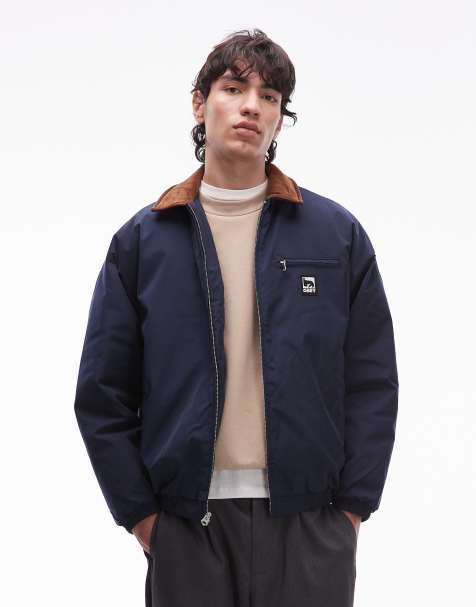 Chaqueta azul marino de estilo worker con solapas en contraste Elysian de Obey - view 1