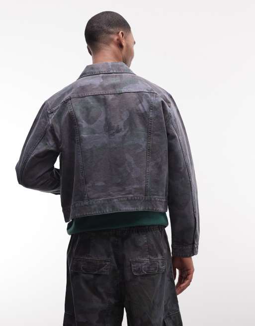 Chaqueta azul marino estilo camionero con estampado de camuflaje de Weekday (parte de un conjunto), 5 de 5