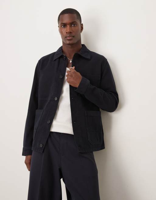 Chaqueta azul marino estilo camisa con sobretintada de sarga de ARKET
