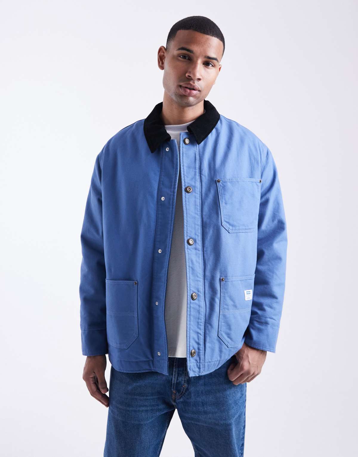 Hugo Blue Chaqueta azul medio extragrande de estilo worker Brams de