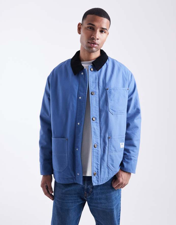 Hugo Blue Chaqueta azul medio extragrande de estilo worker Brams de