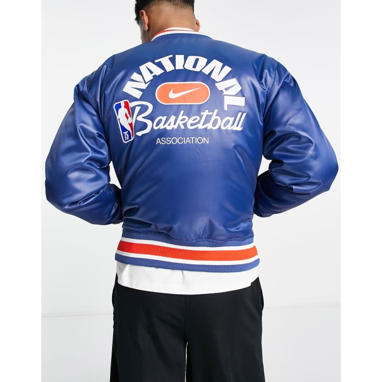 Chaqueta azul unisex con estampado de la NBA vintage de Nike Basketball |