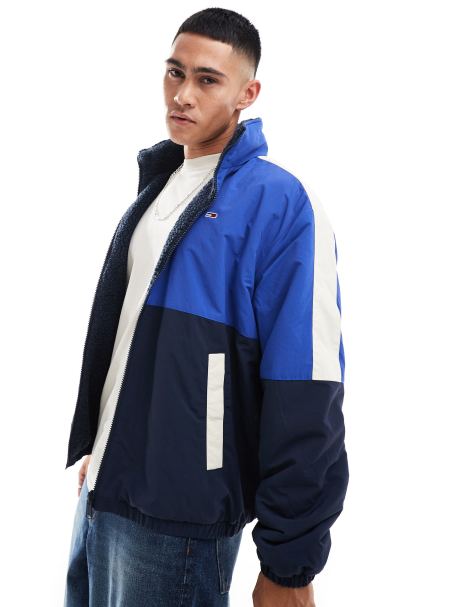 Chaqueta azul reversible con diseño color block de tejido tipo peluche de Tommy Jeans - view 1