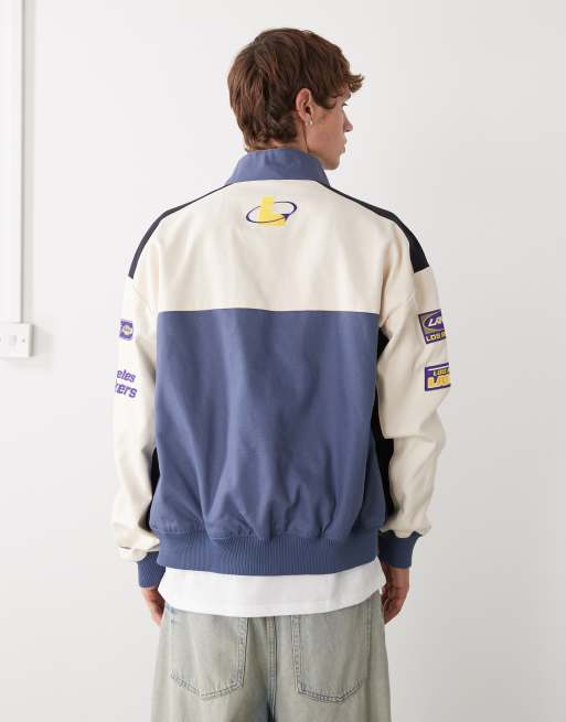 Chaqueta azul y blanca de estilo motocross con logo de los LA