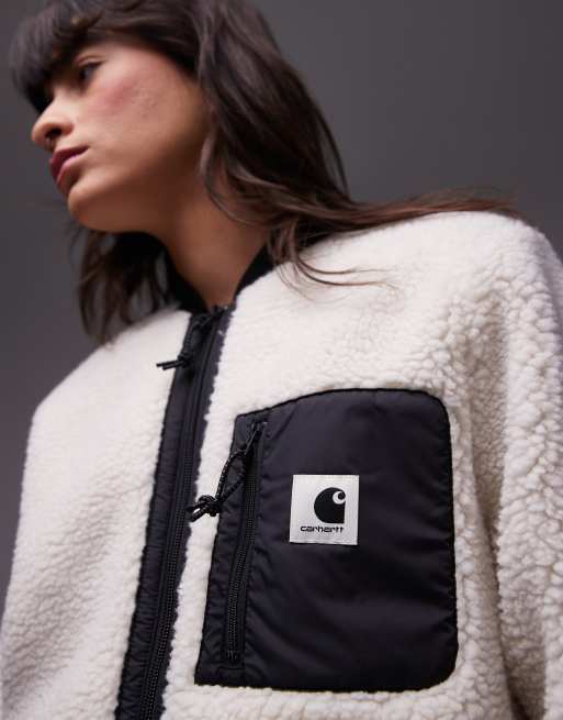 Chaqueta beis con cremallera de sherpa Janet de Carhartt WIP, 3 de 4