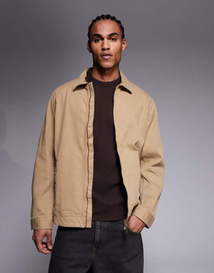 Barbour International Chaqueta beis con logo estampado en la espalda Steve McQueen de