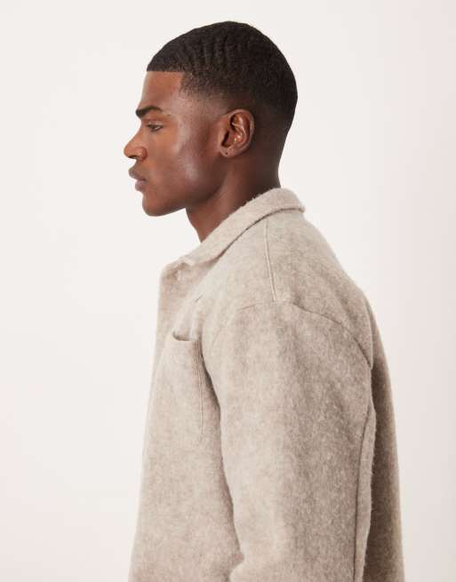 Chaqueta beis holgada de tejido efecto lana de ASOS DESIGN, 4 de 5