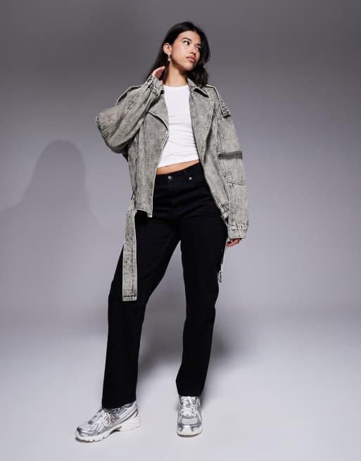Chaqueta biker caqui oscuro extragrande de Liquor N Poker, 2 de 4