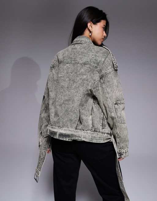 Chaqueta biker caqui oscuro extragrande de Liquor N Poker, 4 de 4