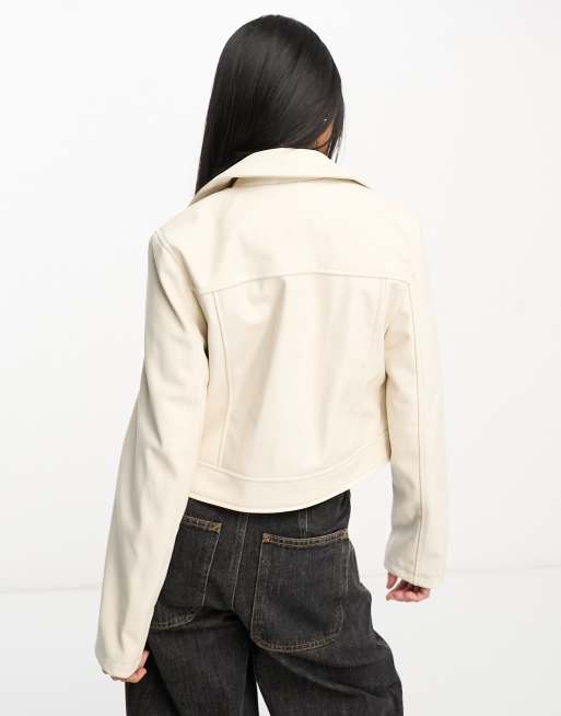 Chaqueta biker color crudo de cuero sintético Ultimate de ASOS DESIGN, 3 de 4