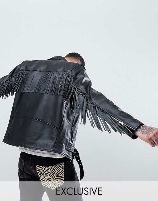 Chaqueta biker cuero con flecos Revived de Reclaimed Vintage | ASOS