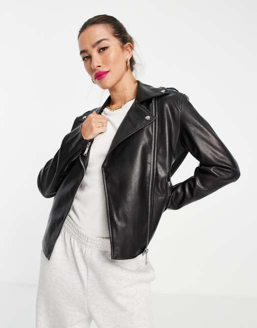 Chaqueta biker de efecto cuero de Mango