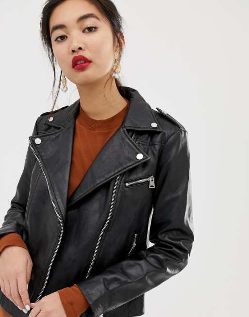 Caso Wardian pantalones Fantástico Chaqueta biker negra de cuero de Mango | ASOS