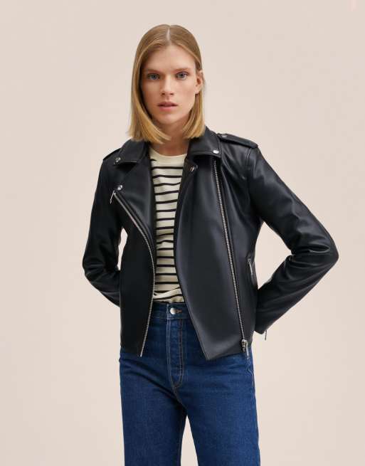 biker negra de cuero de Mango | ASOS