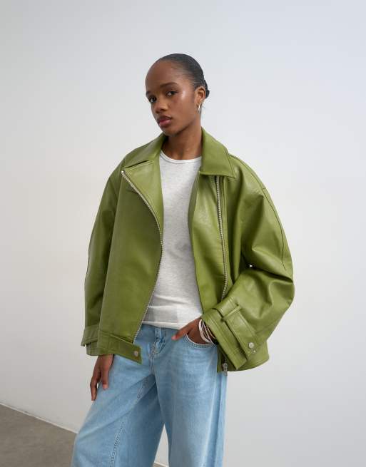 Allegra K Chaquetas De Piel Sintética Para Mujer, Con Cremallera