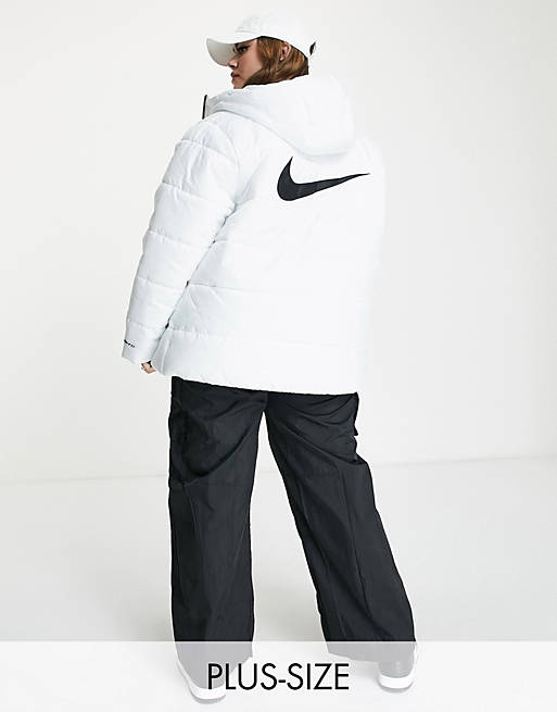 trabajo Rechazo Movilizar Chaqueta blanco cima clásica acolchada con capucha de Nike Plus | ASOS