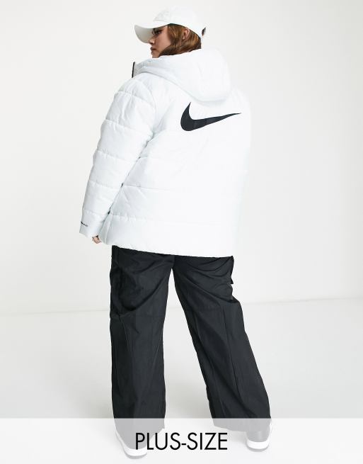 Chaqueta larga blanca acolchada con logo en la espalda de Nike, ASOS