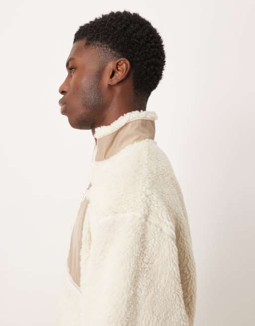 Chaqueta blanco hueso holgada con cremallera de borreguito de ASOS DESIGN, 4 de 5