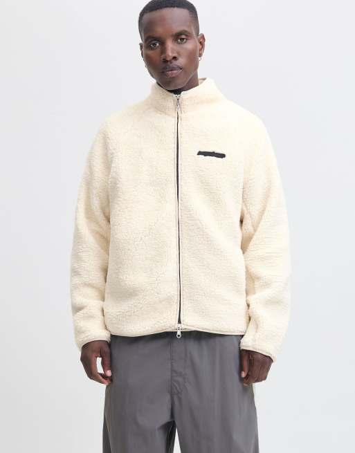 Chaqueta blanco lunar de felpa tipo peluche de Jack & Jones