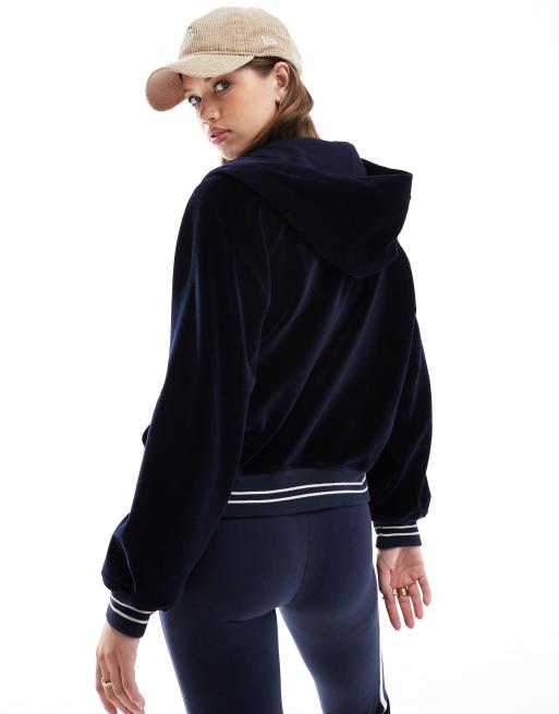 Chaqueta bomber azul marino con capucha y logo universitario de velour de GANT, 4 de 4