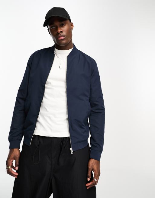 Chaqueta Bomber Azul Marino Con Diseño Sombreado De Jack & Jones