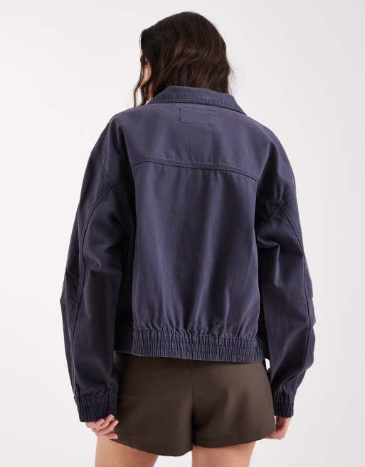 Chaqueta bomber azul marino de algodón lavado de ASOS DESIGN, 3 de 4