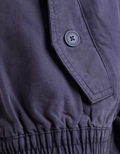Chaqueta bomber azul marino de algodón lavado de ASOS DESIGN, 4 de 4