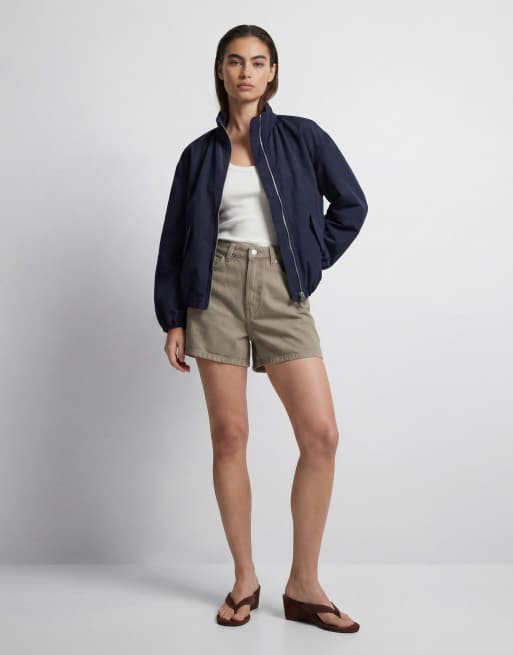 Chaqueta bomber azul marino extragrande con cuello alzado y bajo abullonado de ASOS DESIGN, 9 de 11