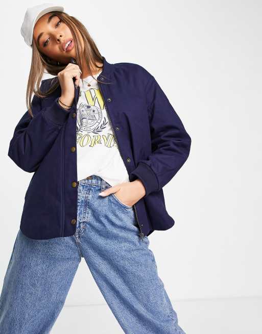 Chaqueta bomber azul marino impermeable de algodón de & Other Stories