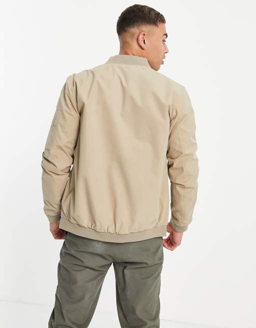 Chaqueta bomber beis básica con cremallera de Jack & Jones, 4 de 4