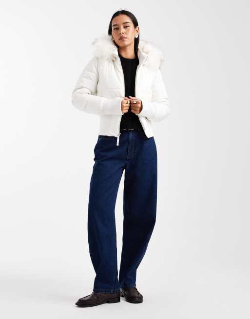 Chaqueta bomber blanca acolchada de estilo años 2000 de Hollister