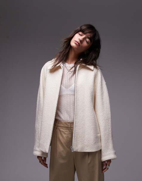Chaqueta bomber blanca de fieltro de Mango - view 1