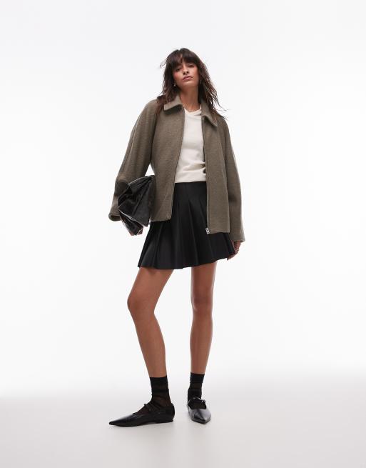 Chaqueta bomber caqui de fieltro de Mango