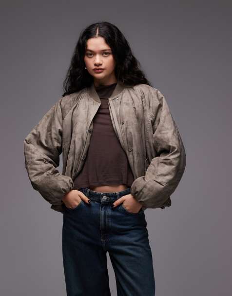 Chaqueta bomber caqui lavado extragrande de COLLUSION - view 1