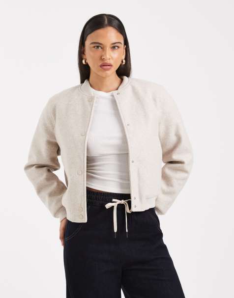 Chaqueta bomber color avena extragrande de fieltro de Vero Moda - view 1