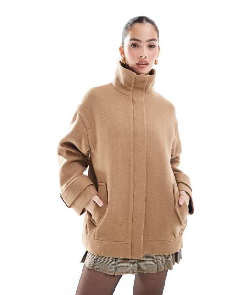 Chaqueta bomber color camel con cuello alzado de lana de ASOS DESIGN - view 1