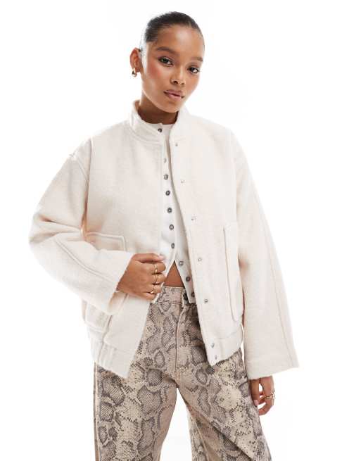 Chaqueta bomber color crema de PIECES